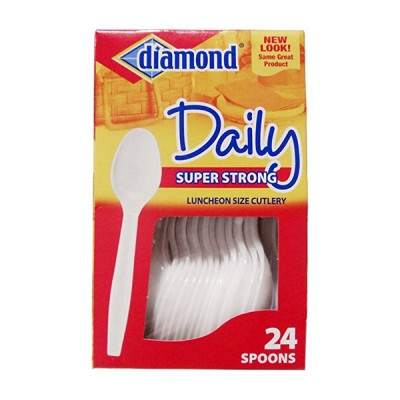 Diamond Plastic Spoon&Fork/24pk